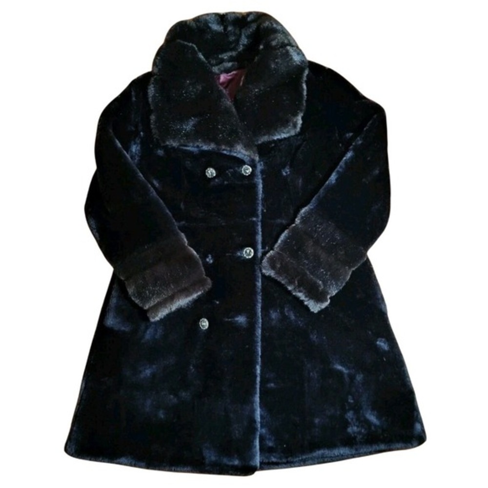 Vintage Sears Cloud 9 Faux Fur Coat Collins ‎ Aikman Size 14 Black Brown 1960s